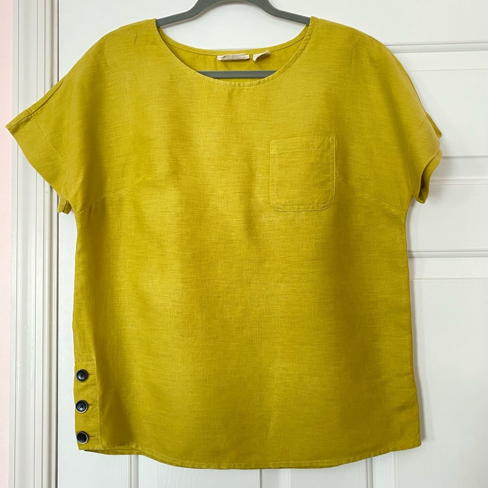 100% Linen Chartreuse Blouse